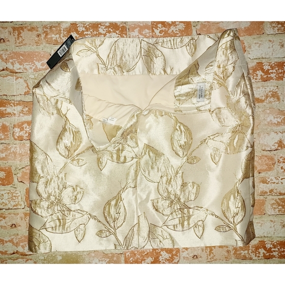 Tahari ASL Gold Natural Flora Jacquard Skirt - Picture 8 of 16